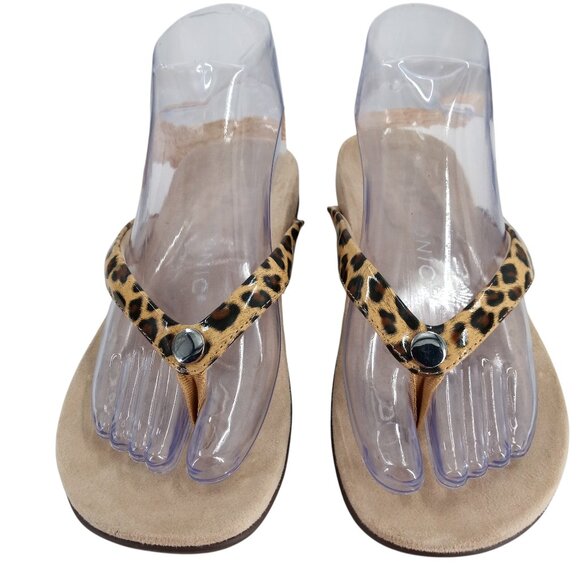 Vionic Davina Leopard Thong Flip Flops Sandals Size 6 Comfort Tan Brown Animal - Picture 3 of 13